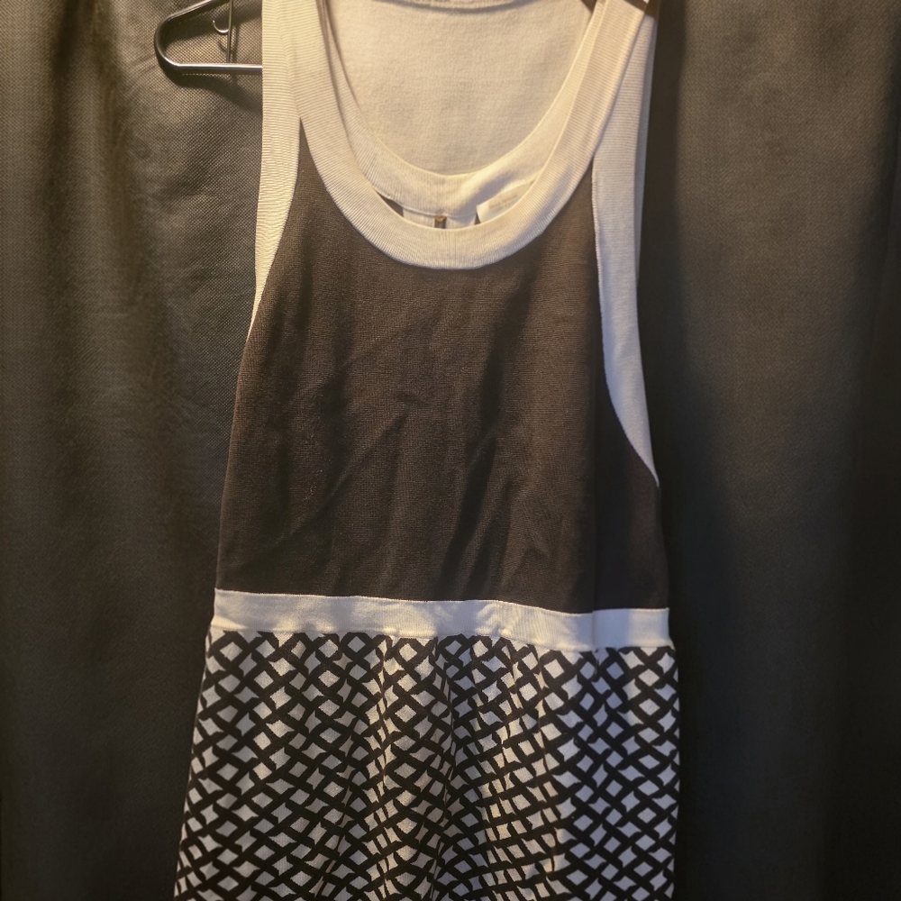 Kate Spade Black and White Geometric Midi Dress